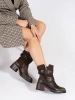 Cozy Brown Buckle Heeled Ankle Boots