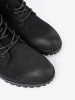 Trendy Black Worker Boots with Decorative Lacing