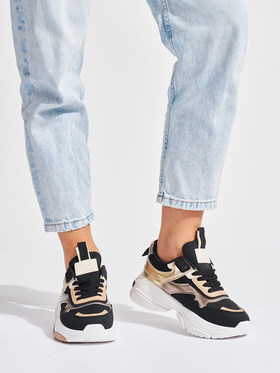 Black and Gold Chunky Sole Sneakers