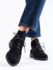 Suede Black Lace-Up Ankle Boots