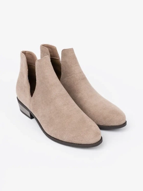 Beige Ankle Boots with Cutouts