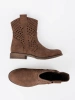 Openwork Brown Ankle Boots