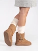 Beige Snow Boots with Decorative Buckle and Zipper