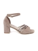 Beige suede block heel sandals