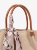 Light Brown Medium Handbag with Decorative Scarf