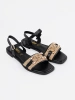 Black sandals with leather insole