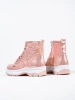 Botki dziewczęce z brokatem Potocki jasnoróżowe