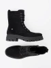 Black lace-up worker boots with chunky soles