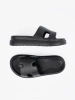 Women's black platform slides