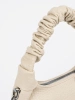 Small light beige handbag with ruched handle