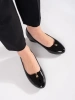 Black patent low heel pumps