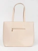 Large beige studded shopper bag