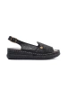 Black sandals with leather insole