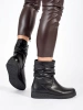 Black Leather Ankle Boots with Low Wedge and Ruched Shaft by Sergio Leone