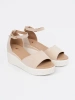 Light beige women's wedge sandals