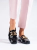 Glossy Black Loafers with a Chain