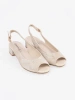 Beige low-heeled sandals
