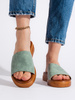 Green Platform Slide Sandals
