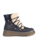 Navy Blue Cozy Lace-Up Boots with Sheepskin Trim