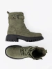 Dark green worker boots with thick sole and lacing