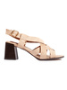 Suede Block Heel Sandals in Beige