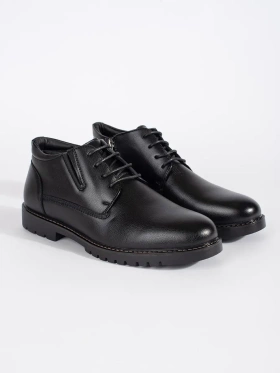 Warm Black Lace-Up Ankle Boots