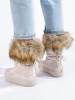 Cream Snow Boots with Faux Fur