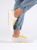 White Sneakers with Yellow Laces