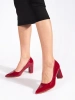 Chic Glossy Red Block Heel Pumps