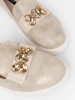 Gold Moccasins with Jewelry Detail on the Front