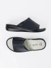 Women's navy blue slides with leather insole