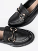 Black Women's Loafers with Elegant Buckle