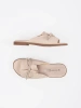 Light Beige Flat Mules with Bow