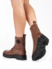 Brown Leather Lace-Up Platform Ankle Boots by Sergio Leone
