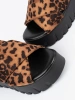 Suede women's wedge mules in leopard print