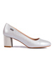 Silver Block Heel Pumps by Sergio Leone