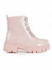 Lace-Up Pink Ankle Boots with Decorative Accents