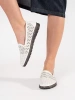 White perforated lace-up shoes