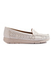 Lace-Patterned White Loafers