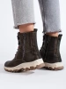 Lace-Up Boots with Decorative Zipper in Khaki