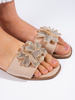 Beige Slide Sandals with Embellishment