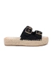 Black braided platform slides with buckles