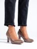 Classic Dark Beige Block Heel Pumps