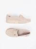 Light beige perforated loafers with a gold accent
