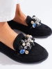 Sparkling Black Loafers with Crystals