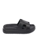 Women's black platform slides