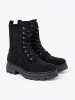 Black lace-up worker boots with chunky soles