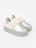 Silver Snow Boots with Fur and Platform