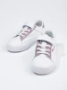 Kids' White Sneakers with Pink Glitter