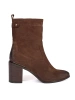 Brązowe skórzane botki damskie na słupku Sergio Leone